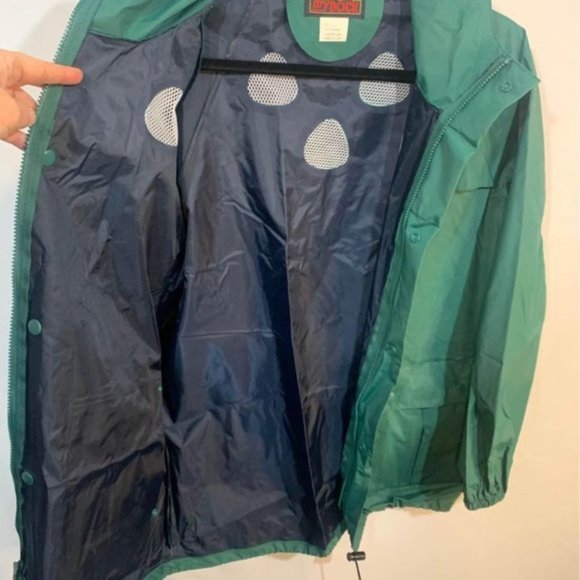 WETSKINS dry dock raincoat. Hooded with brim. Green/navy. Size small (me… - Picture 8 of 10
